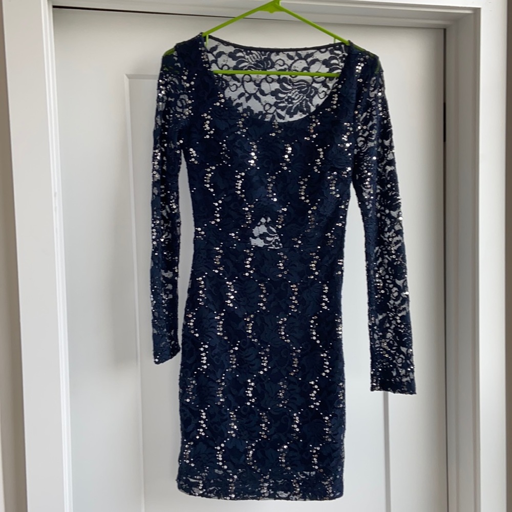 Tight Fitting Navy Blue Formal Short Dress